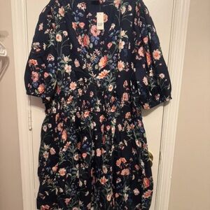 GAP Floral Midi Dress - Dark Blue and Multicolor